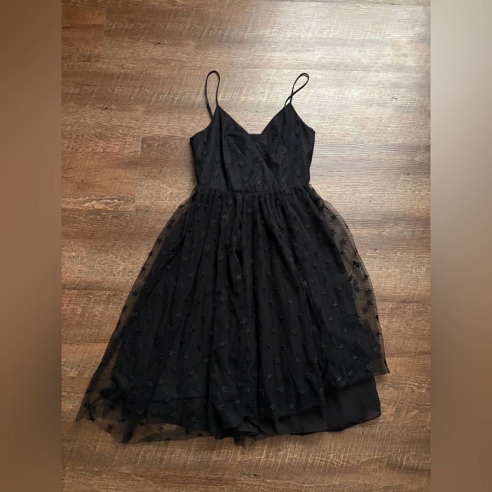 J. Crew black starry tulle party dress spaghetti straps cute chic NWT sz S - Picture 10 of 16